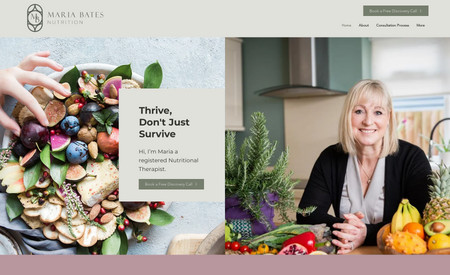 Maria Bates: This website was created to support a nutritional therapist to get more online discovery calls.  We worked to a really strong look and feel of the brand.  Whilst integrating Wix Bookings to maxmise discovery calls.