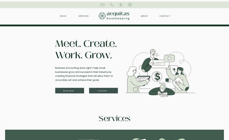 Aequitas Bookkeeping: Modern illustrative site for a bookkeeping company
- Calendly Integration
- Unique illustrative elements
- Clean Interface
