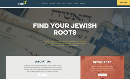 Minnesota Jewish Genealogical Society: Redesign, video, copywriting, PayPal integrated membership form