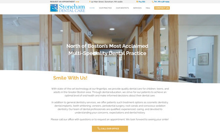 Stoneham Dental Care: Website for family dental practice focusing on increasing patient conversions.