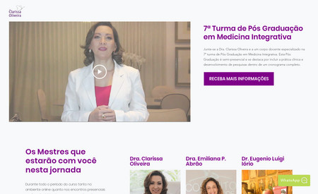 Dra. Clarissa Oliveira - Medicina Integrativa: Landing Page de lançamento desenvolvido para o curso de pos graduação em Medicina Integrativa da Dra. Clarissa Oliveira.