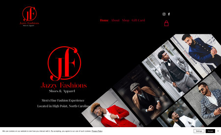 Jazzy Fashions: Style and elegance for this e-commerce site. Your home page should say it all, and with flair!