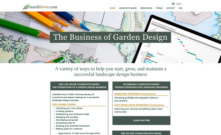 Business Of Garden Design: This is the website for The Business of Garden Design by Mardi Dover. This website uses Wix Bookings, Wix Videos, Wix Blog & Wix FAQ.