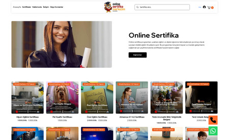 Online Sertifika: Online Sertifika satışı gerçekleştiren bir firma için e-ticaret web sitesi.