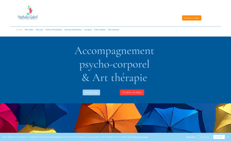 Nathalie Gabril: Site pour Praticienne en Art-Thérapie, psycho-corporel.
Agenda en ligne, paiement en ligne.