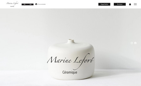 Marine Lefort Céramique: Création site web
Identité visuelle
Photos
Réservation en ligne
Boutique en ligne 
Intégration de contenu