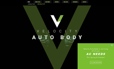 Velocity: Autobody Website with logo and photography work provided by dotted dot
