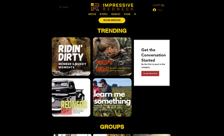 Impressive Redneck: Logo and site design & development. Membership/social platform.