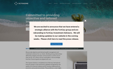 Octogone Advisors: Website for a Caiman Islands-based Financial Services Company. 