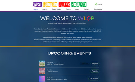  WLQP: Really nice colours to work with and a great project to support! We did a full cleanup and added a content management system to promote external events. 

We also included our Google package made up of SEO Optimisation, Google Analytics Property Creation and Google My Business Property Creation amongst others.