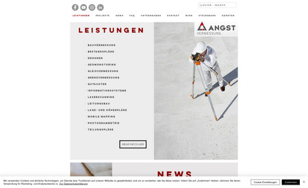 angstvermessung: Firma ANGST Vermessungstechnik, Kunde seit 2017, neues Design erstellt 2021