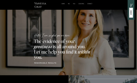 Vanessa Gray: Meet Vanessa, a dedicated soul on a mission to help people like you discover their journey toward personal growth, balance, and excellence. We partnered up to transform her dream into a digital reality using our Apple Crisp Template.

​

What happened next was nothing short of magic. Imagine an online space that's not only elegant but also high-performing, reflecting Vanessa's unwavering commitment to her mission. When she laid eyes on the finished product, her face lit up with pure delight.