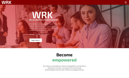 Workforce Ready Koncepts: The high-tech, sleek look of their website really works well for this workforce training company. 