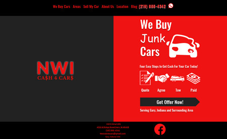 NWI Cash 4 Cars: The site contains multiple column design that will render for browsers. Work all artwork design along with filters and overlays to images provided. SEO meta data added for Keywords and Description for pages. Client needed a lead form for Cars being sold. Added drop down list for the Car Year and Make. Content planning was generated from competition site based on traffic. Design is consistent with high traffic competitors with focus on key content to support keyword topic and description. 