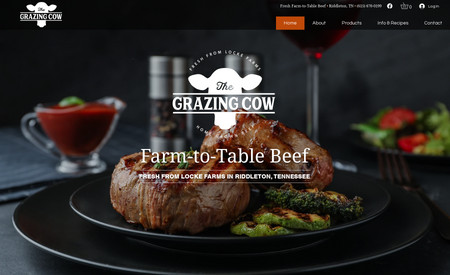 The Grazing Cow: Logo and website design including e-commerce.