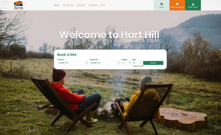 Hart Hill Camping: Our client was looking for some tweaks to their existing page. After an initial assessment, we found that the client would benefit from a full website redesign. Our team worked a completely new look & feel, included a booking system for their campsite, added a booking system for activities on site, included an e-store, and worked on automations for its email and booking system.