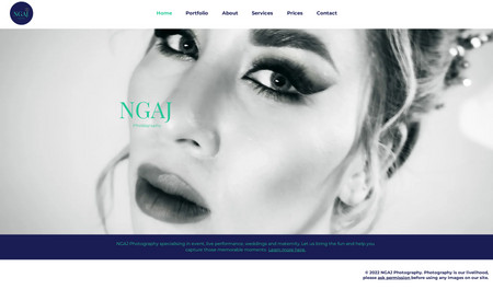NGAJ Photography: Complete site build for SA-based photography complete with gallery pages.