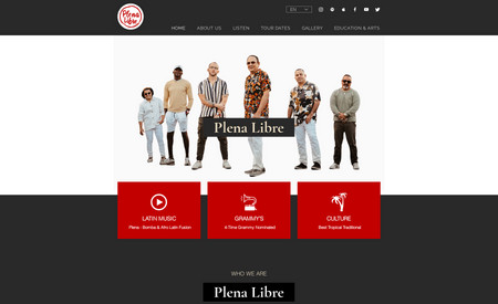 Plena Libre: Custom and creative website by Clifton Designs with Spanish. 