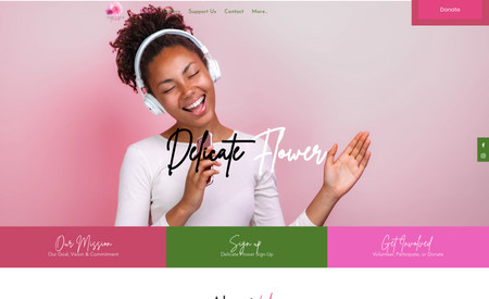 Delicate Flower: This short and sweet project was for a NonProfit organization out in Houston, Texas. This project includes a registration form, links to donate through PayPal, Zelle links, a couple of lightboxes and area to highlight the founders journey to start and grow her nonprofit organization.