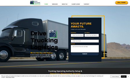 Drive Trucking Logists: Drive Trucking Logistics project was a website and branding project that included a custom logo, brand profile, membership profile, integrations with several external links, custom design, keyword strategy and SEO, as well as automated emails and drip marketing campaigns.