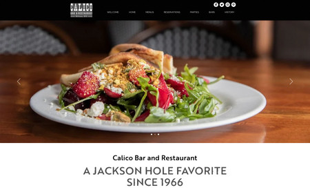 Calico Restaurant: New design for an existing Wix website for Jacksonhole, WY based Calico Bar and Restaurant.