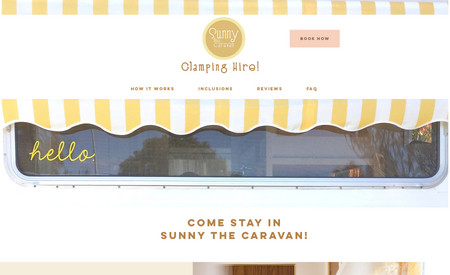 Sunny the Caravan: SUPER HAPPY + SWEET Portfolio site with a distinct Vintage vibe.

FEATURES:
+Showcase Vintage Glamping Hire Service Inclusions through +strong visual elements and storytelling
+View Booking availability via Google Calendar
+Bookings directed to an ext booking agent (camplify.com.au)
+Social Media Feed integration