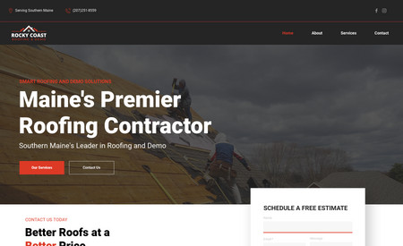 Rocky Coast Roofing: Designed a nice clean, custom website for the client along with SEO services.