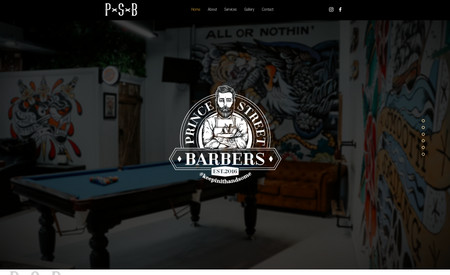 Prince Street Barber Shop: Sleek, classy and easy to navigate website for a local Barber Shop.