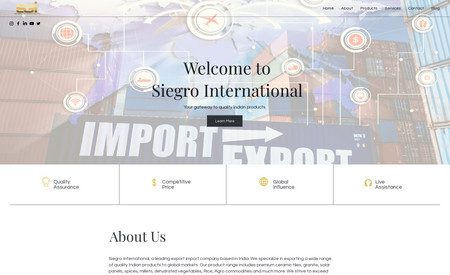 Siegro International: Website for Import / Export company in India - Siegro International