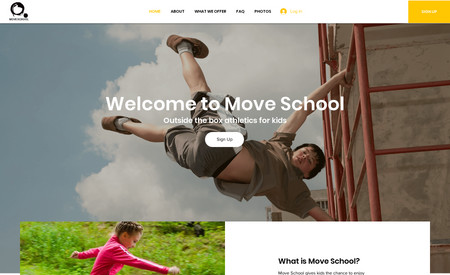 Move School: Grey needed a website and brand redesign that would encourage youth to participate in his parkour programs.