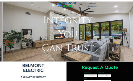 Belmont Electric: Well-established client wanted his new site to professionally showcase his work.
Re-designed/revamped everything from his old site. Ensured everything redirected to the new site so back-links become established.
Kept branding synced throughout site in titles, text, and buttons.
Set up Chat Bubble to owner's app - where he gets 1-2 leads a day.