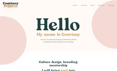 Courtney Branson: Built a gorgeous custom website design for this talented consultant.