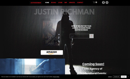 Justin Richman Author: Justin is a writer who wanted a new website to showcase his new books and sell signed copies of his book. The site was designed to capture email addresses and help to sell his books. 

Justin's  review: ⭐️⭐️⭐️⭐️⭐️

"Stu was incredible to work with. He was very professional and was communicating throughout the entire project. He took the time to redesign my website and did a fantastic job making it stand out far beyond what my original site looked like. He made sure I understood how to manage the site before handing everything off to me. Stu did a great job and I'd recommend him to anyone looking to build their first page or redesigning their website.

Justin Richman, August 2021"  ⭐️⭐️⭐️⭐️⭐️