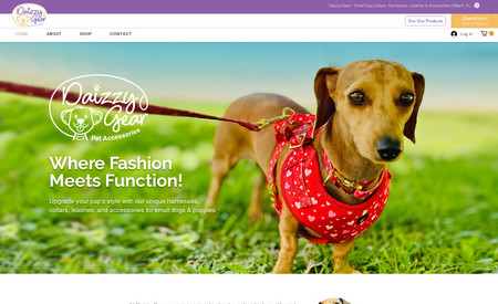 Daizzy Gear: eCommerce site designed for online dog supply retailer.