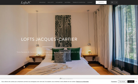 LoftsJC: Design de site avancé
Système de réservation hôtel
site web custom 
Design modern et professionnel

