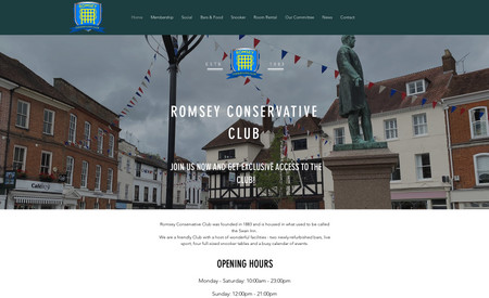 Romsey Conservative Club: Romsey Conservative Club didn't have a website when they made their enquiry. This was a completely new design of which we worked closely with our client to make sure the website would do exactly as they intended it to.