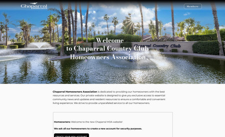 Chaparral HOA: Classic Website with custom forms for Work Orders and Contact