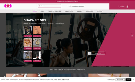Guapa Fit Girl: WEB SITE E-COMMERCE. Venda de produtos físicos. (loja de jóias personalizadas linha Fitness) + SEO (sistema de busca no Google)