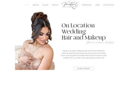 Vera Koval Bridal: This custom website was created for a bridal beauty company. 

We helped to create a cohesive brand message using design, images, tagline and copy that reflects the clean but glamorous look that this client is known for. 