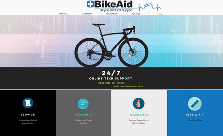 Bike Aid Online: Bicycle help and support site consumers (in progress for current client).