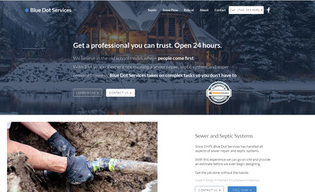 Blue Dot Services: Blue Dot Services has 25+ years of experience running a septic system and snow removal business. Created a fully search engine optimized, accessibility compliant, unique landing page for them to generate leads.
