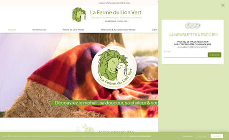 La Ferme du Lion Vert: La Ferme du Lion Vert est une productrice de Mohair en Bretagne & éleveuse de chèvres angora. Refonte d'un logo & création d'un site internet marchand. 