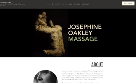 Josephine Oakley Massage: Website designed for Josie Oakley Massage.