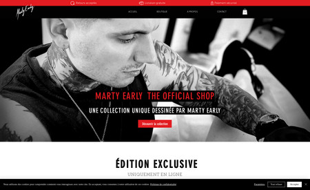 Marty Early The Official Shop: Création de la boutique en ligne pour le célèbre tatoueur Marty Early. 