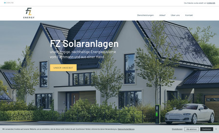 FZ Energy: One-Pager für Solaranlagen. FZ Energie liefert Full-Service für die Installation und Wahl der richtigen Solaranlage für Ihr Haus!