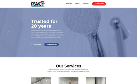 Peak Plumbing: Nice straight forward website design for a local trade service in Yamba, NSW. The client just wanted  an affordable small website for an online presence.