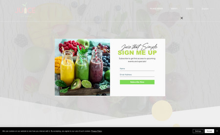 Juice Bar: Established in 2023, Juice That Simple, Inc. is a Queens, NY staple that offers fresh, healthy, and delicious drinks and products to its customers. 

They wanted to create an online presence for their new company and desired to have their website modern, fun, and professional. We used the Cardaway Wix Template. The outcome was great!