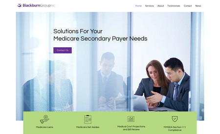 Blackburn Group Inc.: Blackburn Group Inc. helps clients resolve Medicare Secondary Payer compliance. The website design project included the development of a strategic website strategy and website design services. The site features a subscribe to mailing list feature, email automation, a blog, a custom contact form, links to social pages, and clear calls to action.