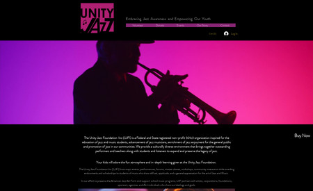 Unity Jazz: Full site, brand, and logo design. 