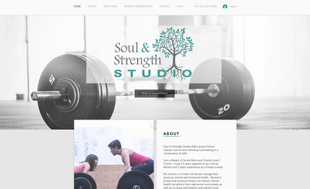 Fitness Studio: Beautiful colours and the ability to book sessions online, for an active fitness studio. Created from scratch.